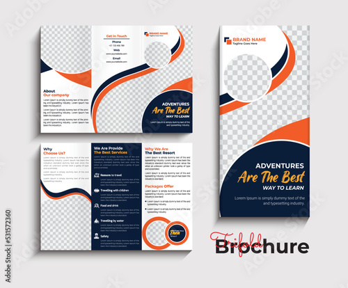 Travel trifold brochure Template design for agency