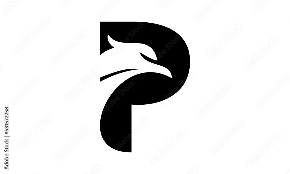 Naklejka premium P eagle logo letter