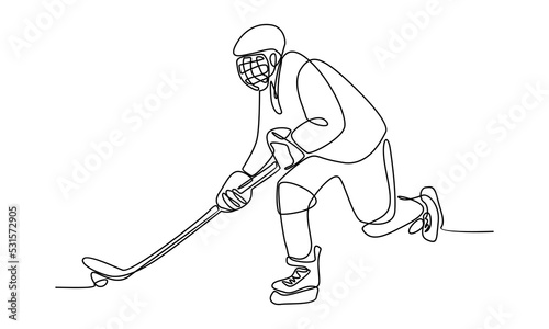 continuous line of young professional ice hockey player