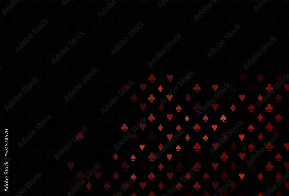 Dark red vector texture with playing cards.