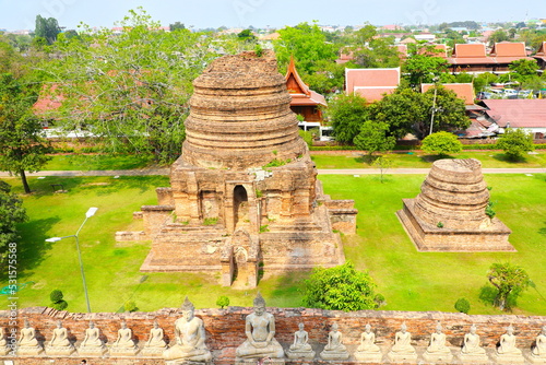 Pagoda at the Wat Yai Chai Mong Kol temple in Ayuttaya province, Thailand. photo