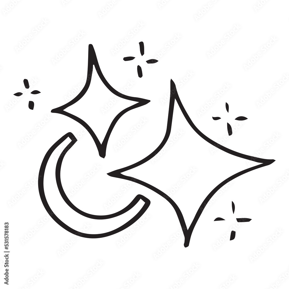 doodle set of vector stars sparkle icon, clean surface icon. Glowing light effect stars and shining burst. isolated on white background. vector illustration doodle set of vector stars sparkle icon, clean surface icon. Glowing light effect stars and shining burst. isolated on white background. vector illustration