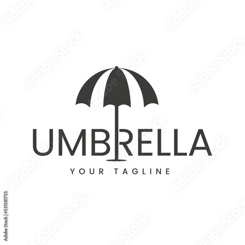 Logo illustration simple umbrella word sign R, design template, symbol, icon