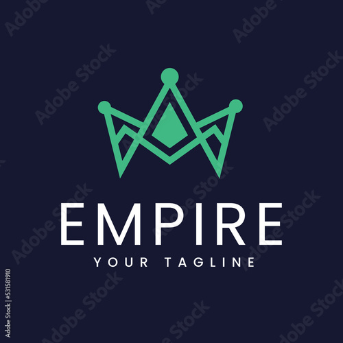 Luxury royal crown logo representing king or queen in simple and modern line art style. symbol of power. Vector illustration