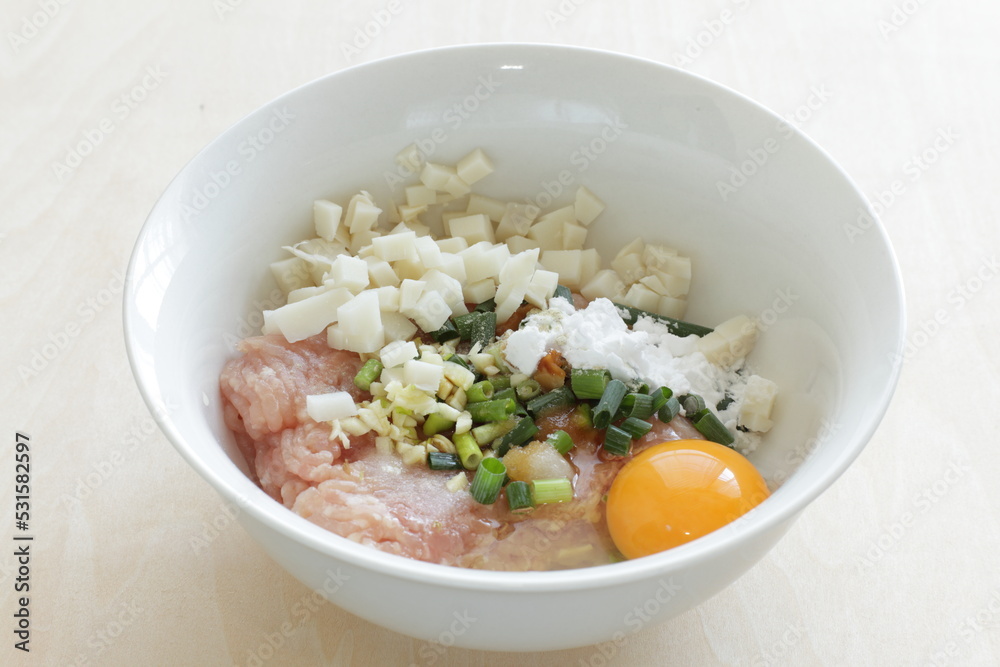 minced chicken and egg with tofu for chicken patty cooking ingredient minced chicken and egg with tofu for chicken patty cooking ingredient