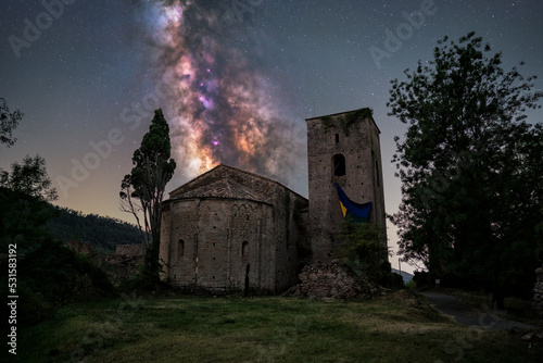 Vía Láctea sobre Sant Pere de la Portella photo