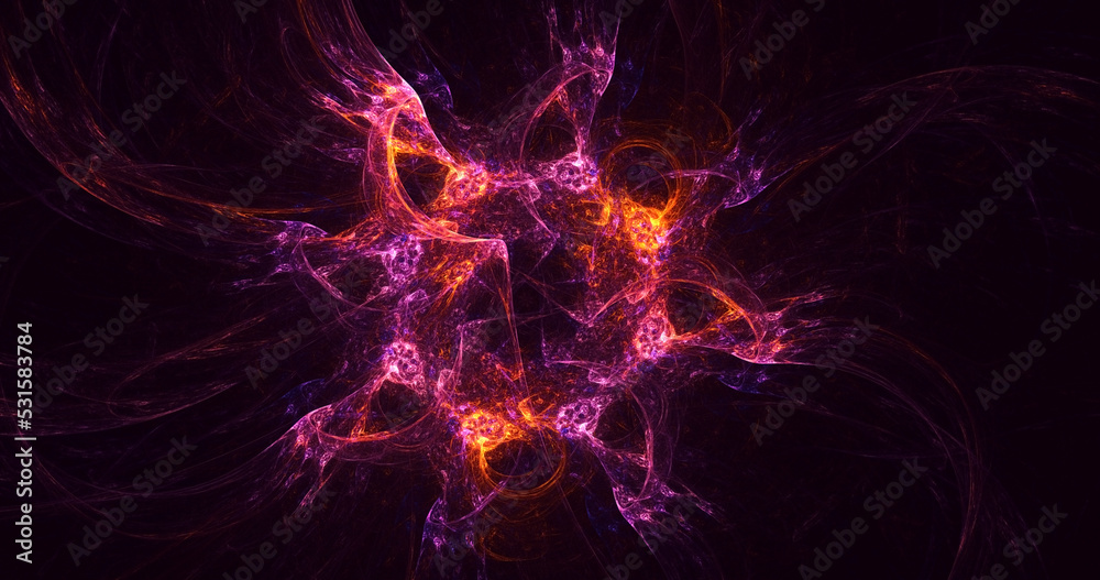 3D rendering abstract multicolor fractal light background