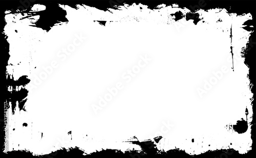 Black frame on white background. Grunge style