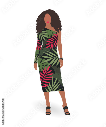 silhouette of a beautiful woman wearing a floral dress