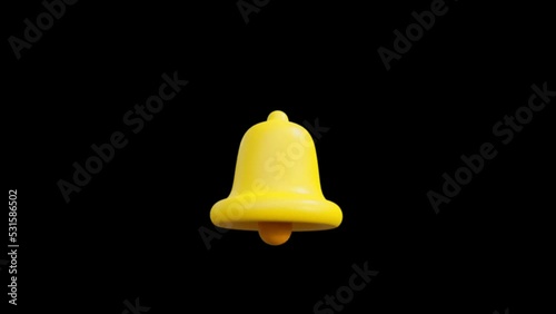 yellow bell on black background, 3d animation bell icon in yellow color on black background, animation bell icon for YouTube channel, photo