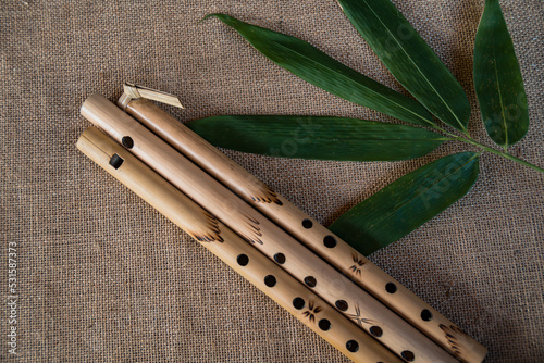 Details of the bamboo flute craft that uses used bamboo furniture, the production process is done by handmade by bamboo craftsmen