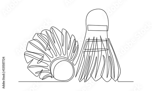 Continuous line of badminton, sport, fitness, feather, sports, activity, relaxation, game, training, leisure, professional, play