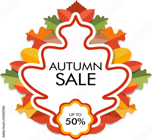 Wallpaper Mural Autumn Sale. Autumn leaves decoration for information discount up to 50%. Vector Illustration Torontodigital.ca