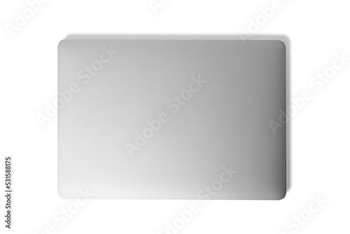 top view of laptop or notebook isolated on white background