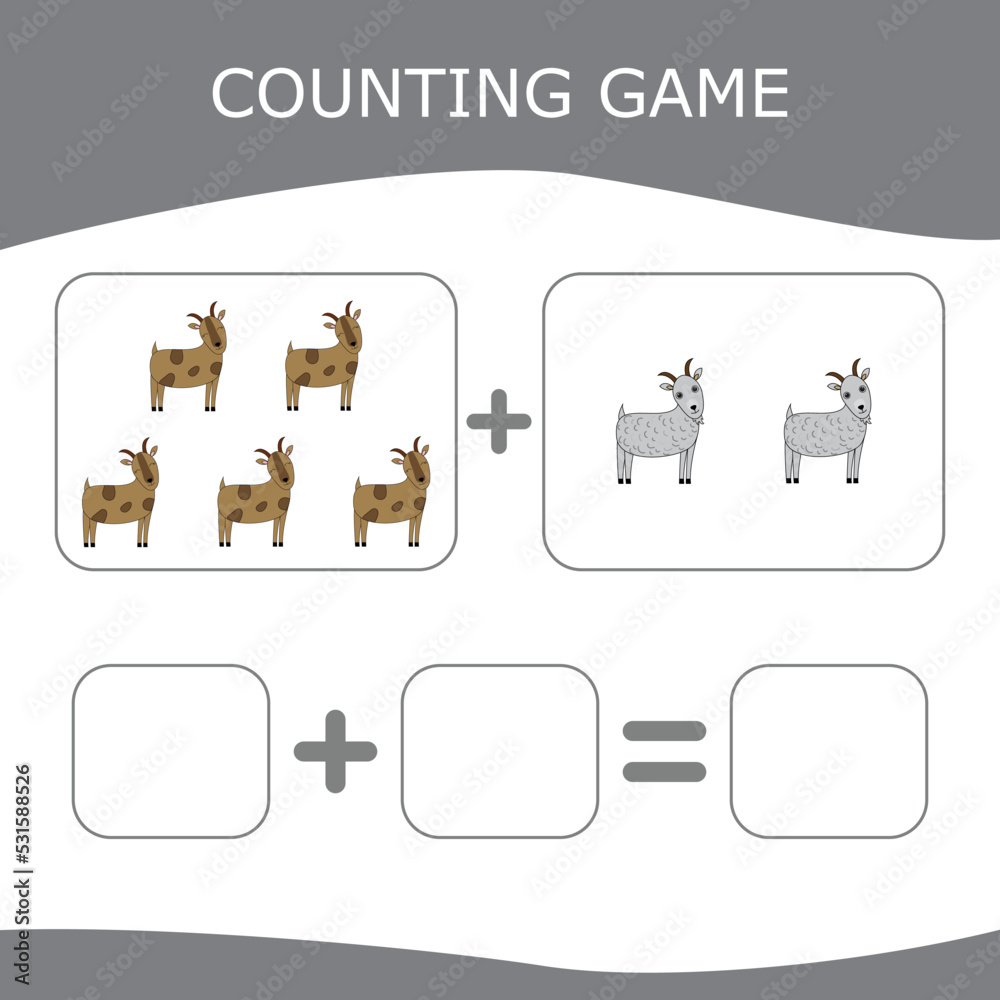 Counting Game for Preschool Children. Worksheet for preschool kids, kids activity sheet, printable worksheet
Counting Game for Preschool Children. Worksheet for preschool kids, kids activity sheet, printable worksheet