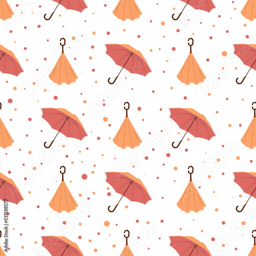 autumn seamless pattern with umbrellas.Cute flat illustration of autumn pattern for decor and design