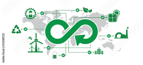 circular economy icons on white background	