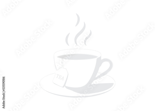 Tea cup with tea bag isolated. Vector illustration.