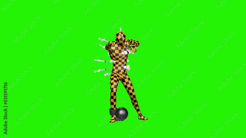 Crush test dummy being forced to vaccinate, front loop, Green Screen Chromakey Crush test dummy being forced to vaccinate, front loop, Green Screen Chromakey