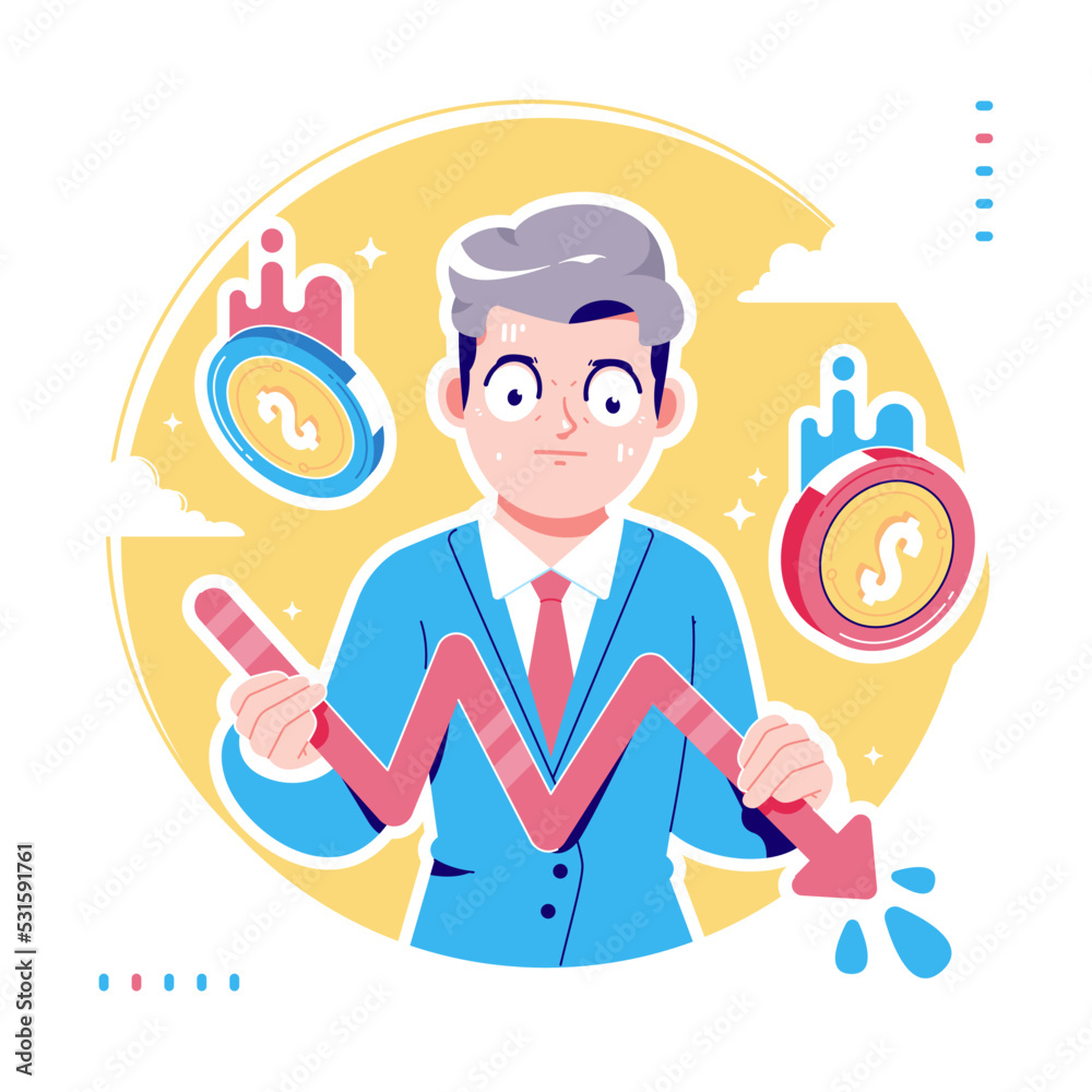 shocking bearish stock market concept illustration