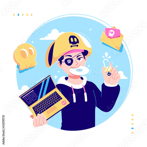 pirate hacker character illustration design