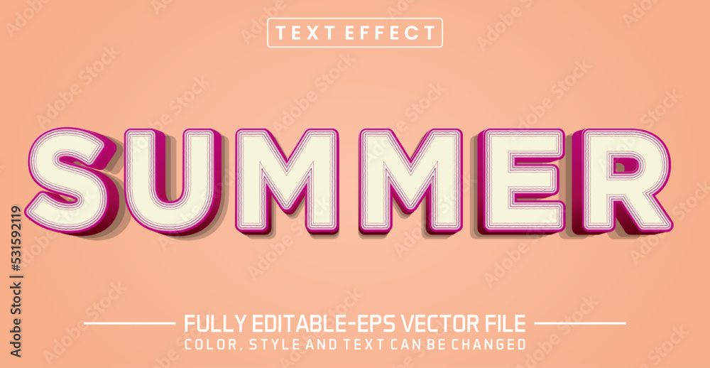 Obraz premium Summer text 3d editable style effect