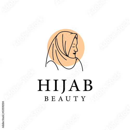 Women hijab beauty vector logo template