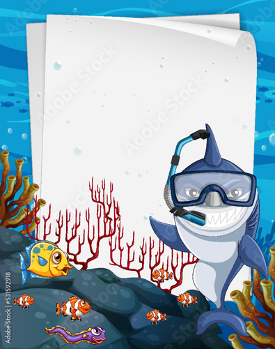 Underwater animal with blank banner