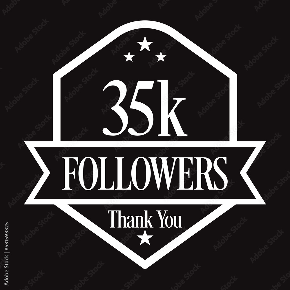 Thank you 35K followers, 1000 followers celebration, Vector Illustration