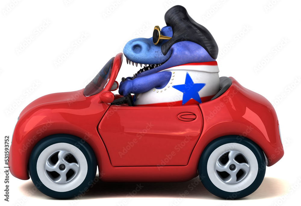 Fun 3D cartoon illustration of a Trex rocker Fun 3D cartoon illustration of a Trex rocker