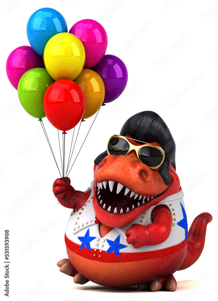 Fun 3D cartoon illustration of a Trex rocker Fun 3D cartoon illustration of a Trex rocker