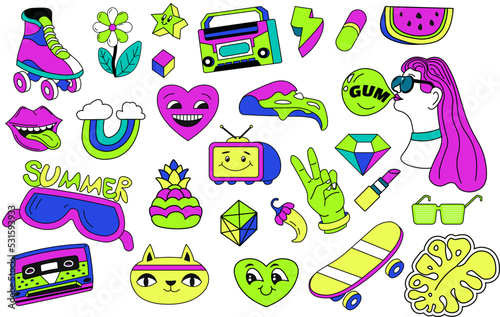 Retro stickers and labels from 90s style vector