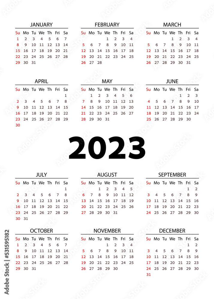 Vertical pocket calendar on 2023 year. template calendar for business on white background. Vertical pocket calendar on 2023 year. template calendar for business on white background.