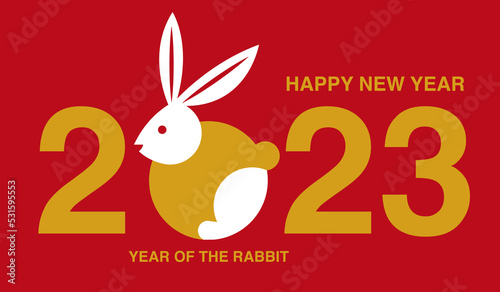Happy new year 2023 , Lunar new year, Rabbit , simple flat design
