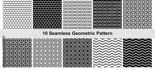 10 Geometric pattern in black white.