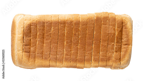 Fotografie Toasted white bread sliced isolated on white background, top view
