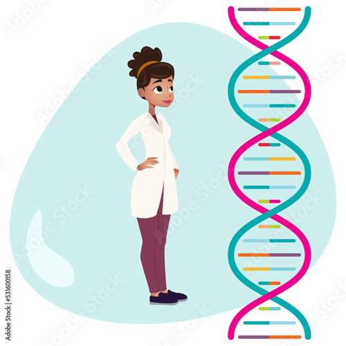 Searching the genome for clues vector illustration isolated graphic