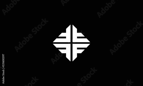 Minimalist Letter FF Logo Design , F Editable in Vector Format in Black and White Color
