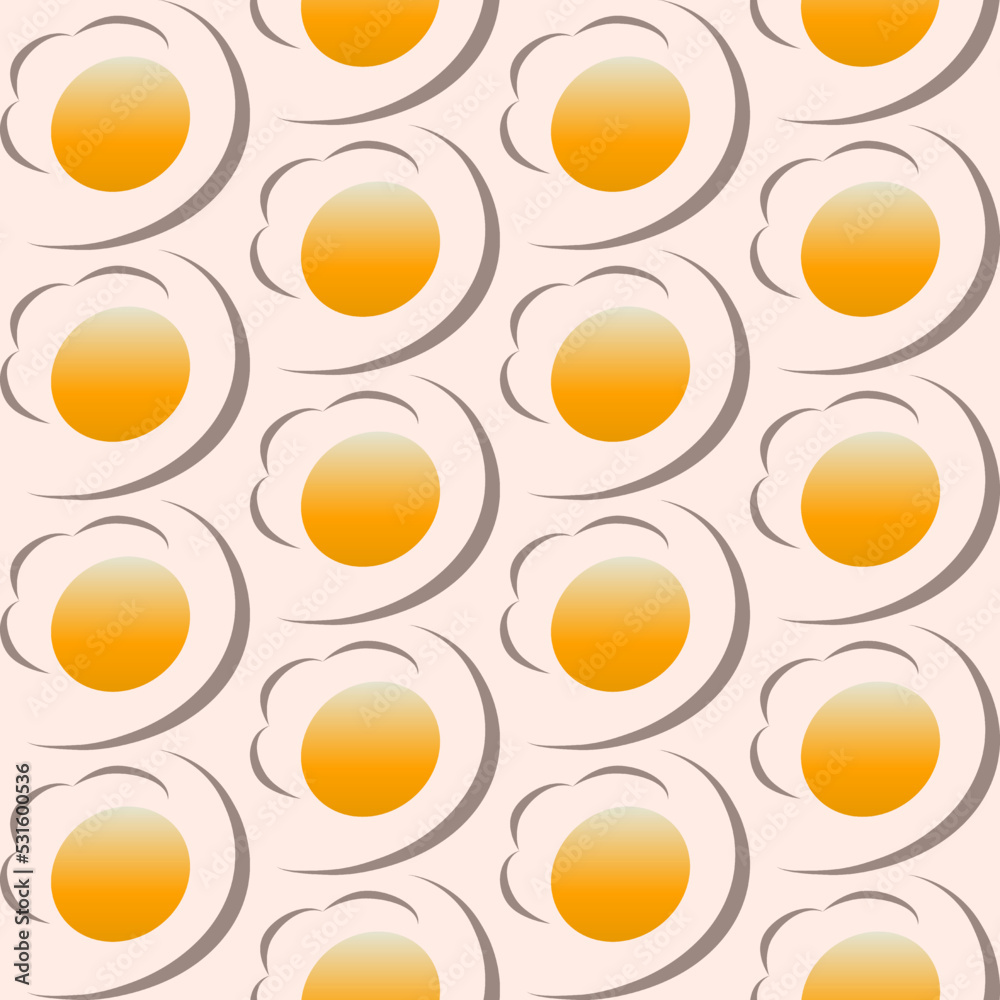 Abstract fried egg drawing pattern. Vector drawing fried egg seamless pattern background. Fried egg surface pattern design. Use for fabric, textile, interior decoration elements, upholstery, wrapping.