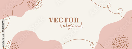 Minimal long vector banner in neutral colors. Abstract organic shapes background with copy space for text. Facebook cover template, header