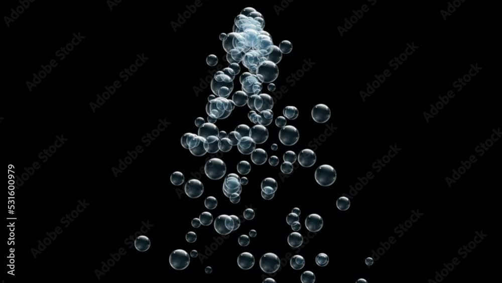 Abstract Various Air Bubbles in Water rising up slow motion 4K 3D loop ...