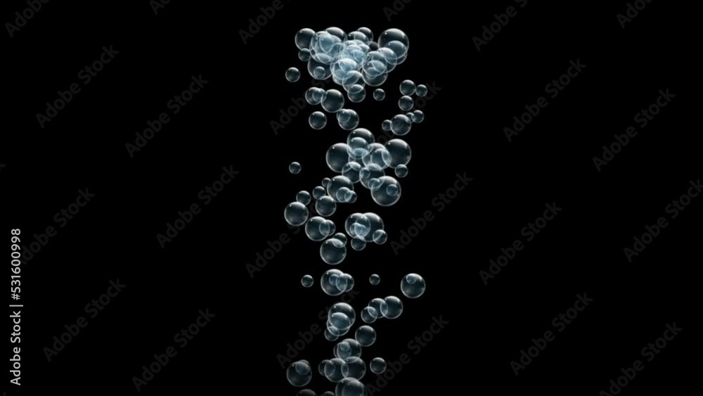 Abstract Various Air Bubbles in Water rising up slow motion 4K 3D loop ...