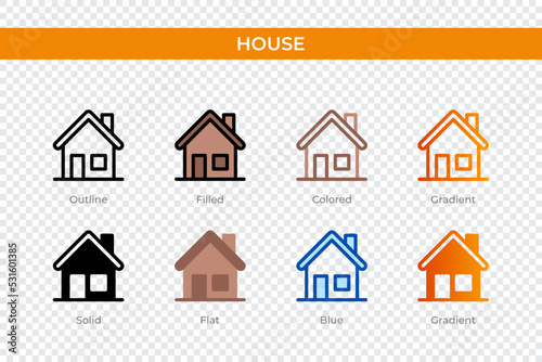 house icon in different style. house vector icons designed in outline, solid, colored, filled, gradient, and flat style. Symbol, logo illustration. Vector illustration