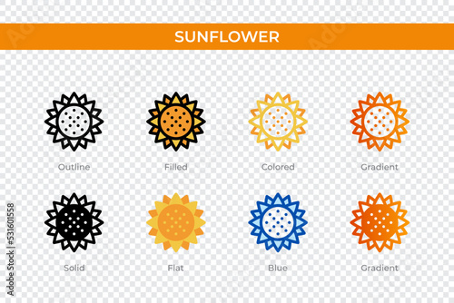 sunflower icon in different style. sunflower vector icons designed in outline, solid, colored, filled, gradient, and flat style. Symbol, logo illustration. Vector illustration