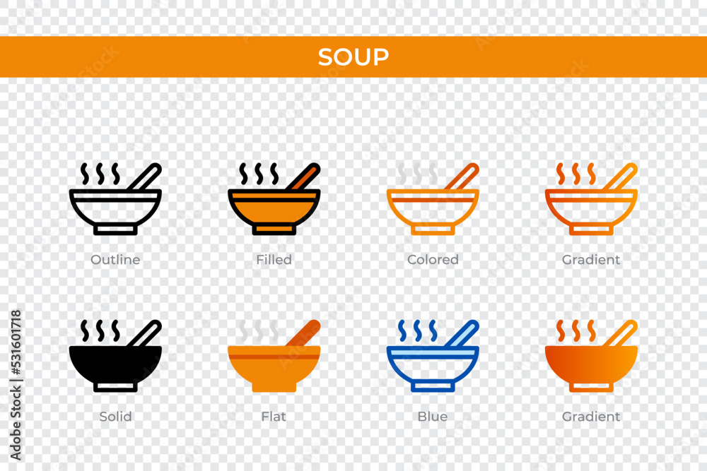 soup icon in different style. soup vector icons designed in outline, solid, colored, filled, gradient, and flat style. Symbol, logo illustration. Vector illustration soup icon in different style. soup vector icons designed in outline, solid, colored, filled, gradient, and flat style. Symbol, logo illustration. Vector illustration