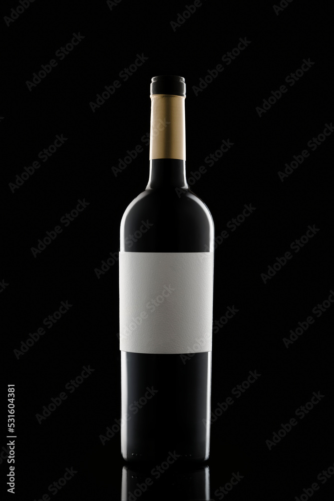 bottle silhouette blank label Bottle of red wine on a black background. Stylish alcohol bottle silhouette blank label Bottle of red wine on a black background. Stylish alcohol
