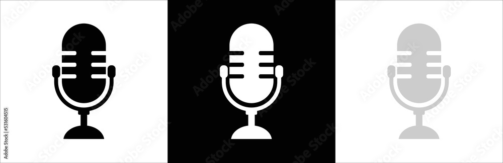 Microphone icon. Set of Microphone icon. Vector illustration. Microphone icon. Set of Microphone icon. Vector illustration.