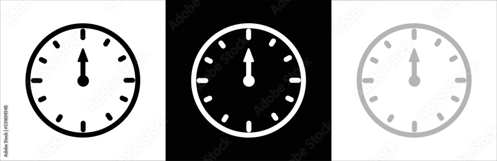 Clock icon. Set of clock icons. Wall clock icon set. Time. Symbol for ...