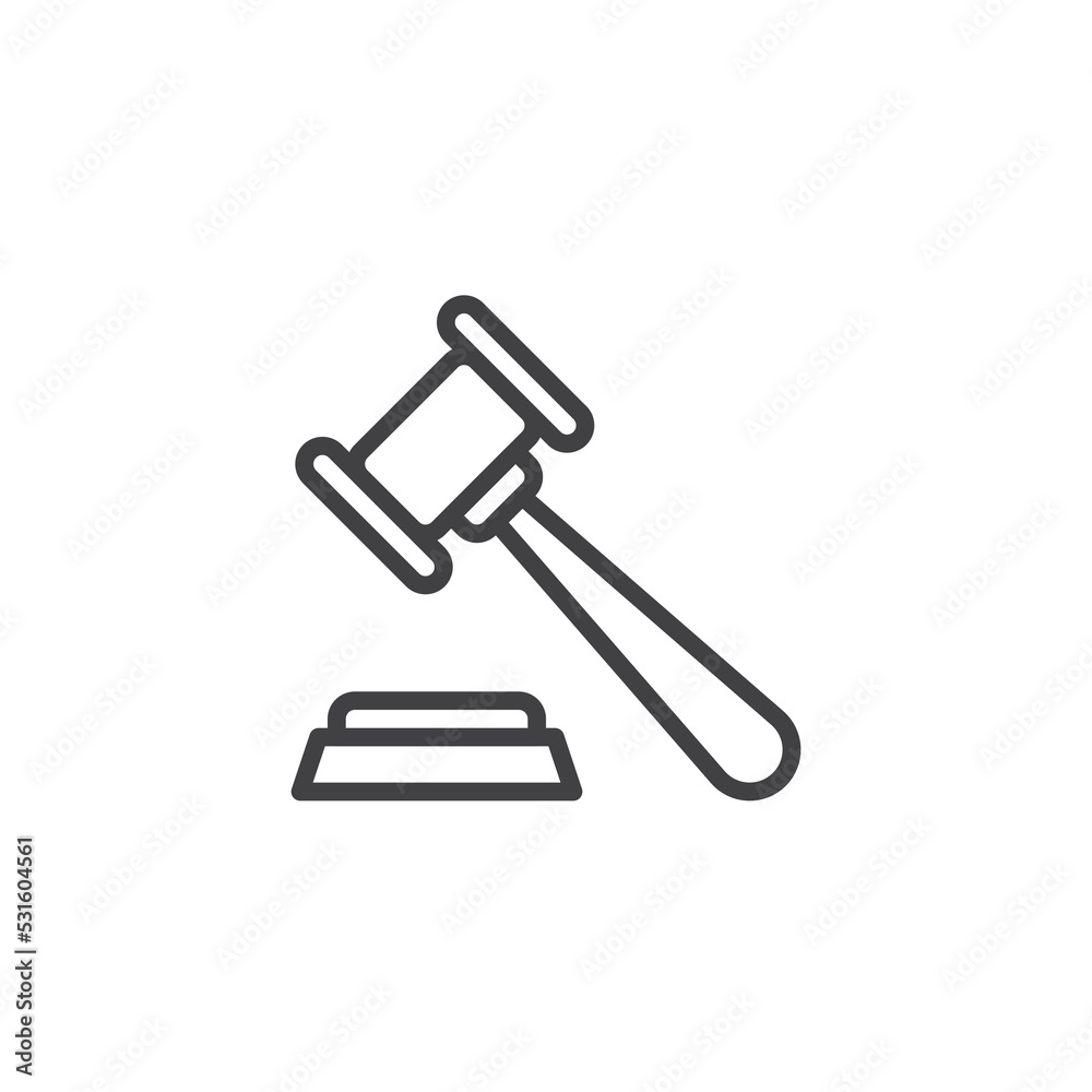 Judge gavel line icon Judge gavel line icon