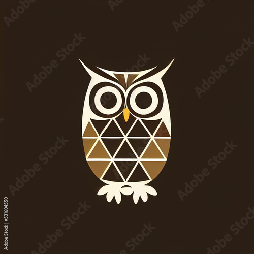 Colored owl flat illustration, render by neural networks